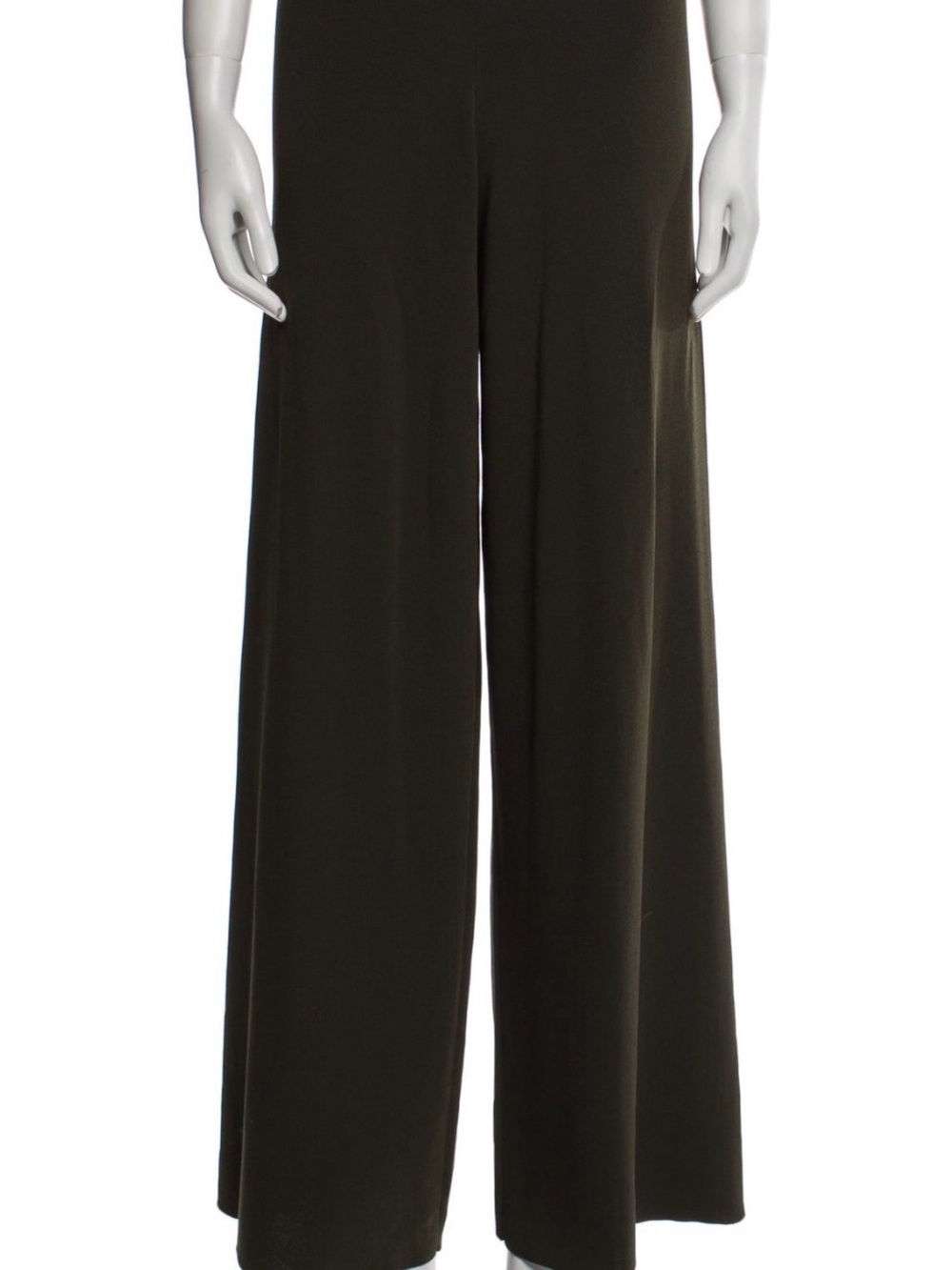 Dissh Women's Olive Green Wide-Leg High-Waisted Pants Elasticated Waist Size S